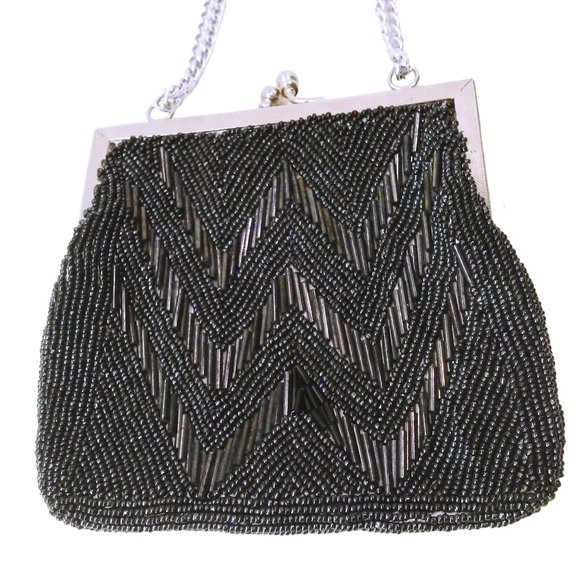 Vintage 50s-60s Walborg Hong Kong Beaded Evening Shoulderbag 5x6 Hinged KissLock - Picture 3 of 11